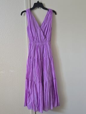 GAP Lavender V-Neck Tiered Maxi Dress Lined with cotton
